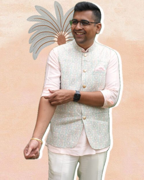 Pastel Pashmina Bundi Jacket Set