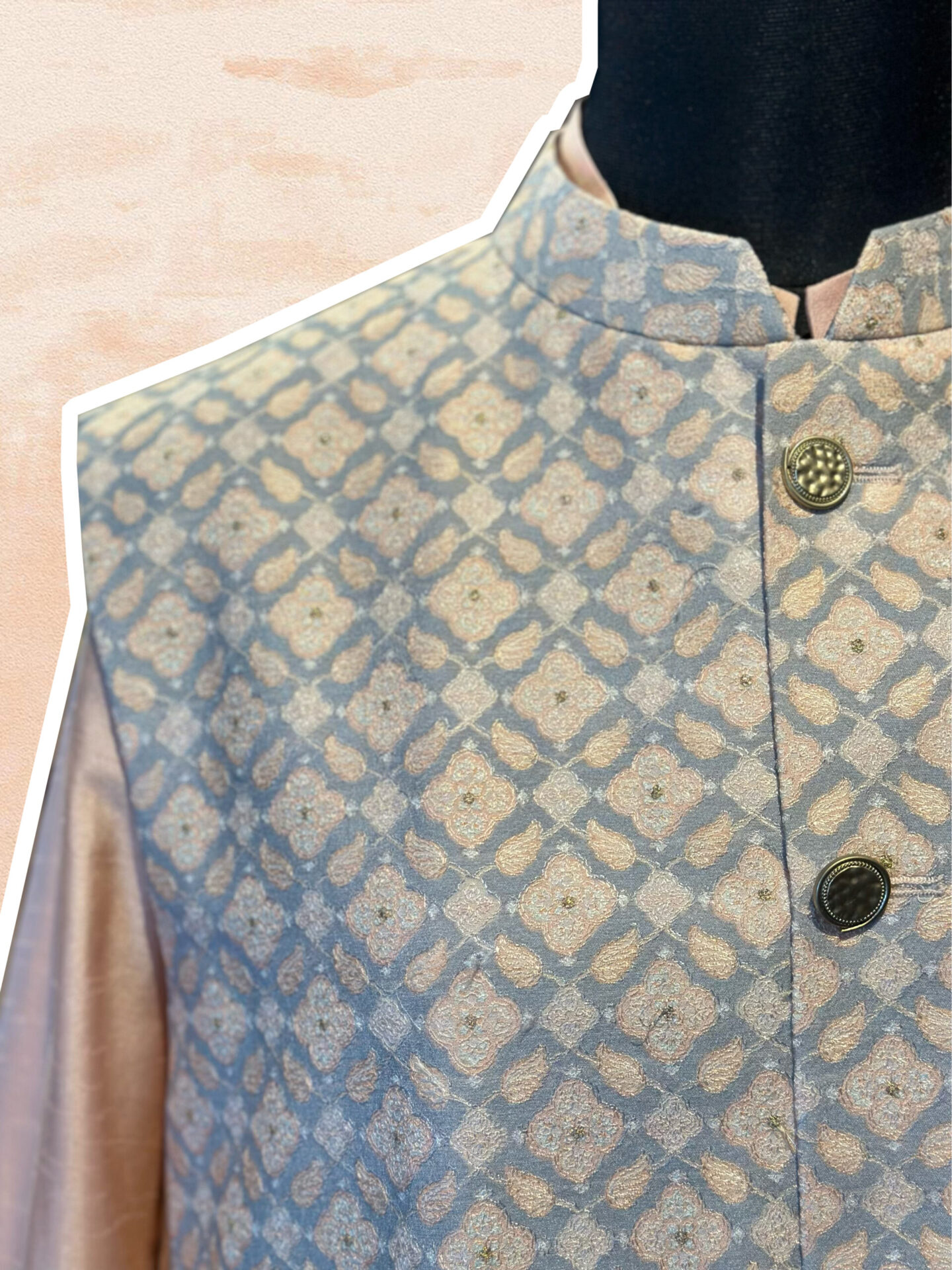 Peach Pashmina Bundi Jacket Set - Image 2