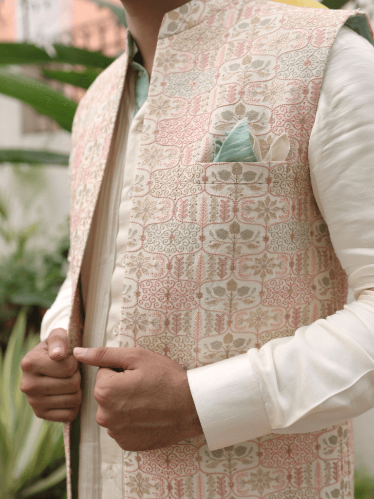 Ivory Long Bundi Jacket Set - Image 4