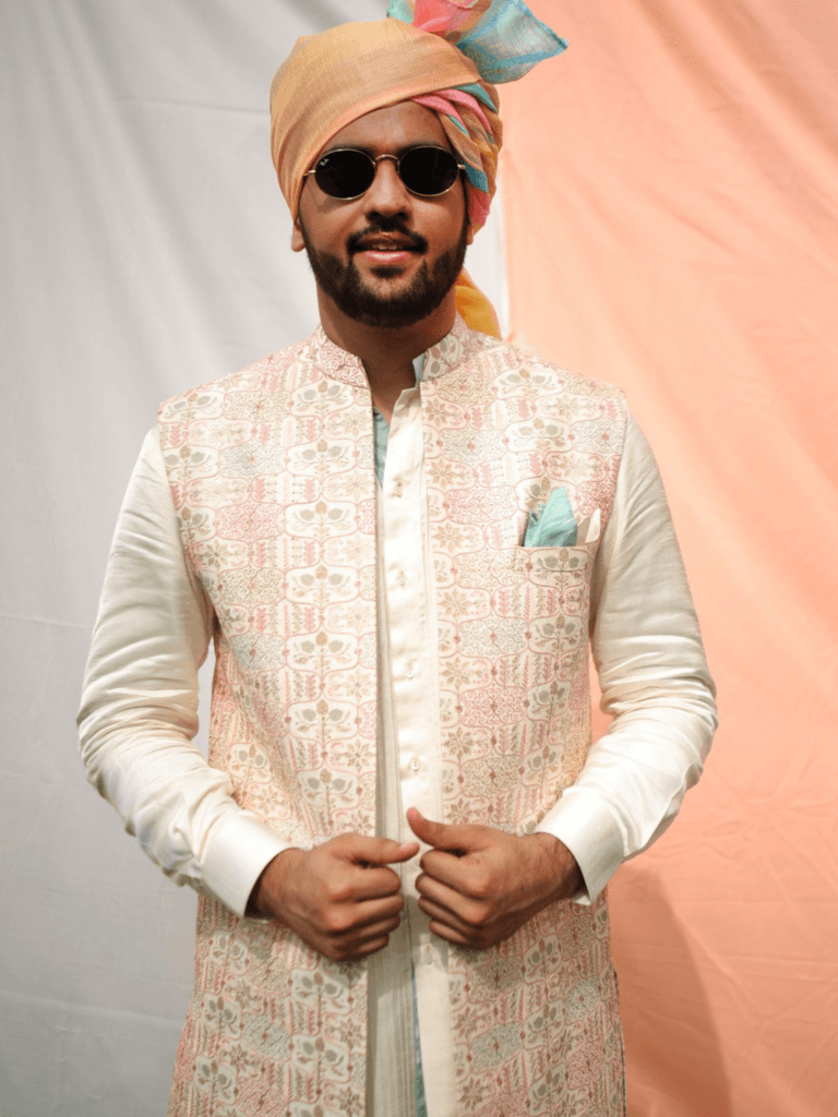 Ivory Long Bundi Jacket Set - Image 3