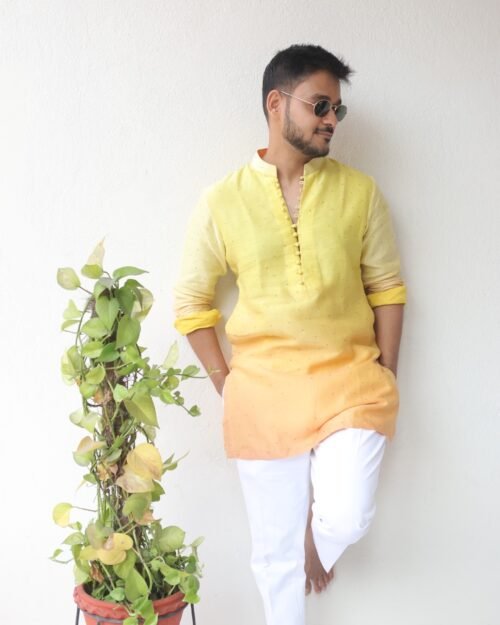 Yellow Ombre Kurta Set