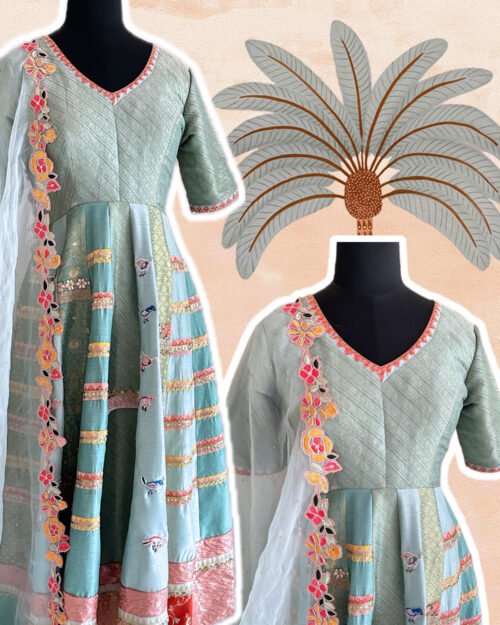 Ash Blue Anarkali Set