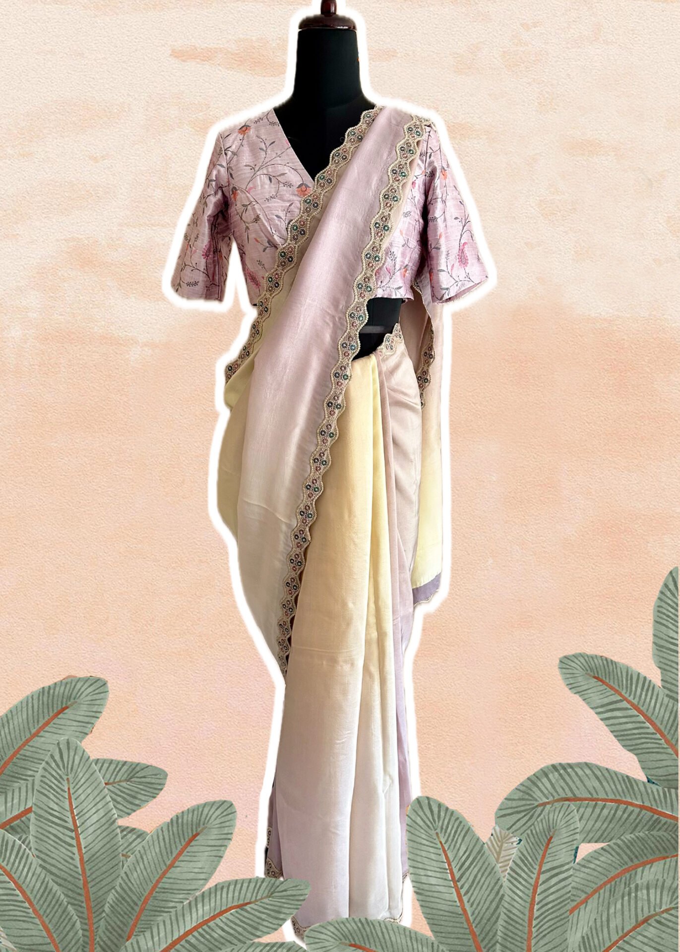 Soft Pastel Ombre Silk Saree - Image 2