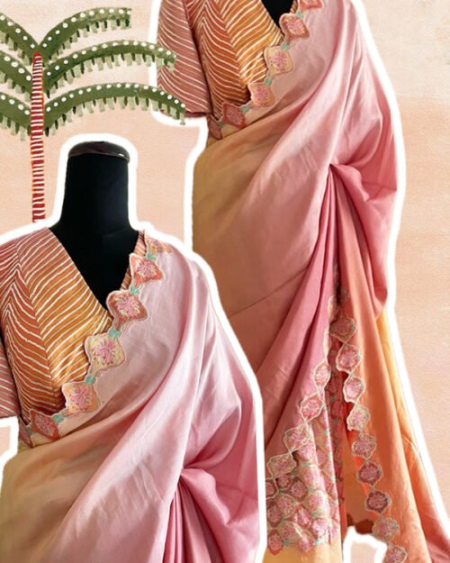Peach Half & Half Saree