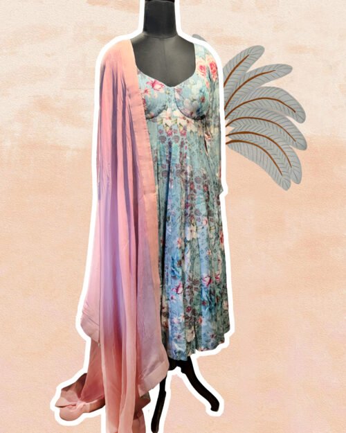 Ash Blue Anarkali Set