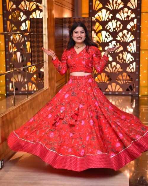 Red Floral Lehenga Set