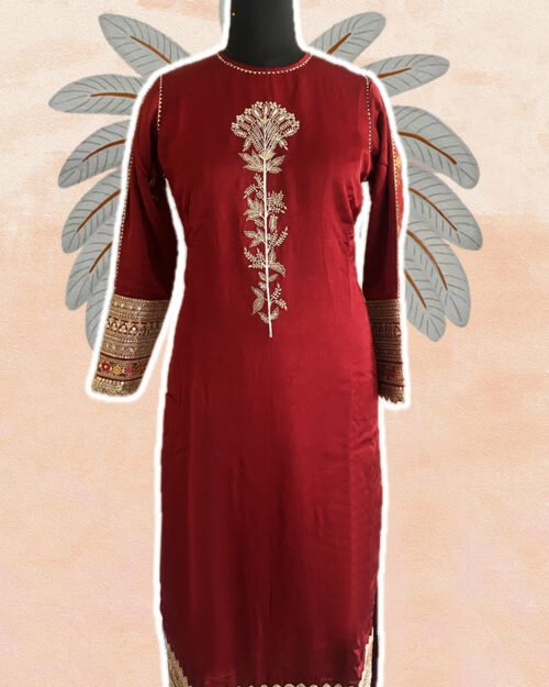 Red Long Kurta Set