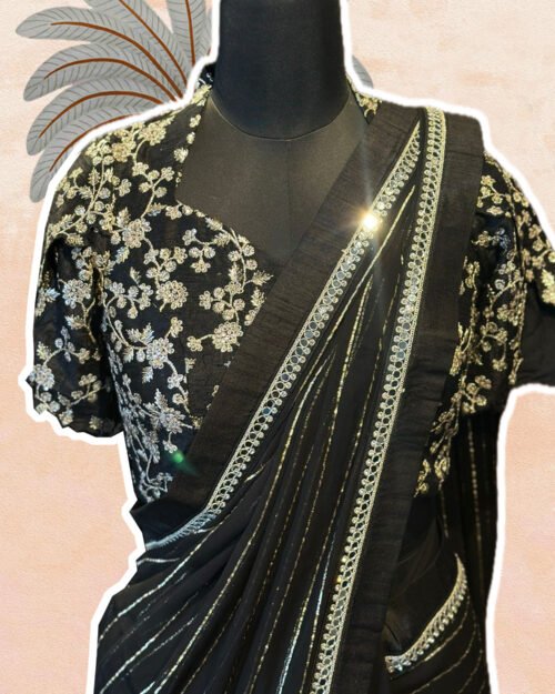Black Half & Half Saree