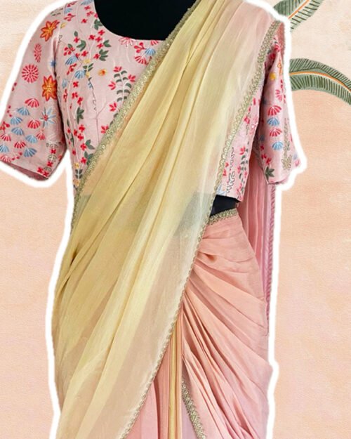 Peach Pink Ombre Saree