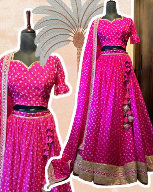 Fuschia Bandhej Lehenga Set