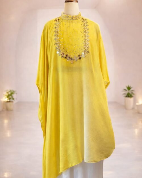 Yellow Asymmetrical Tunic Set
