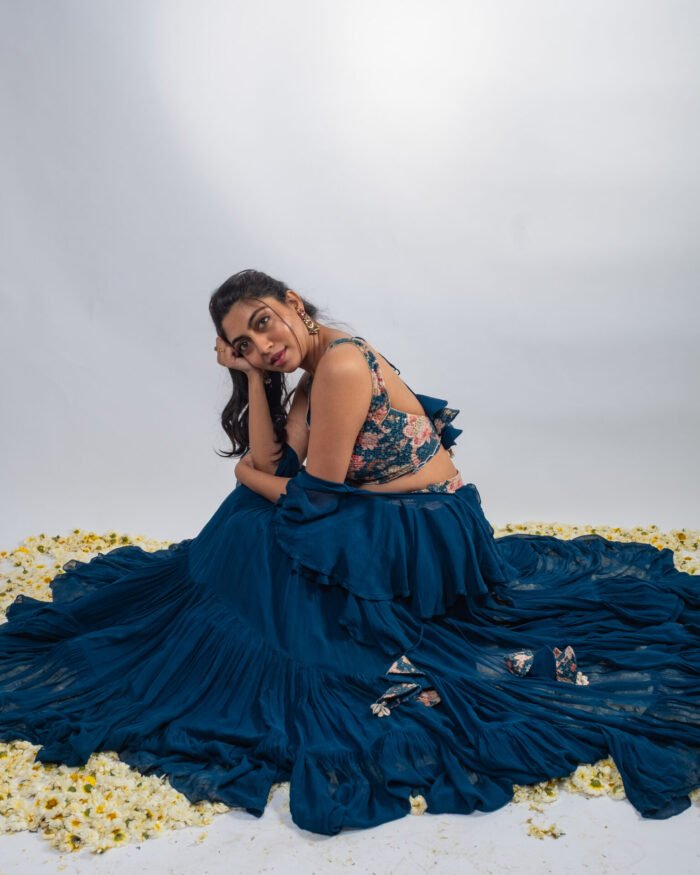 Teal Teired Lehenga Set - Image 3