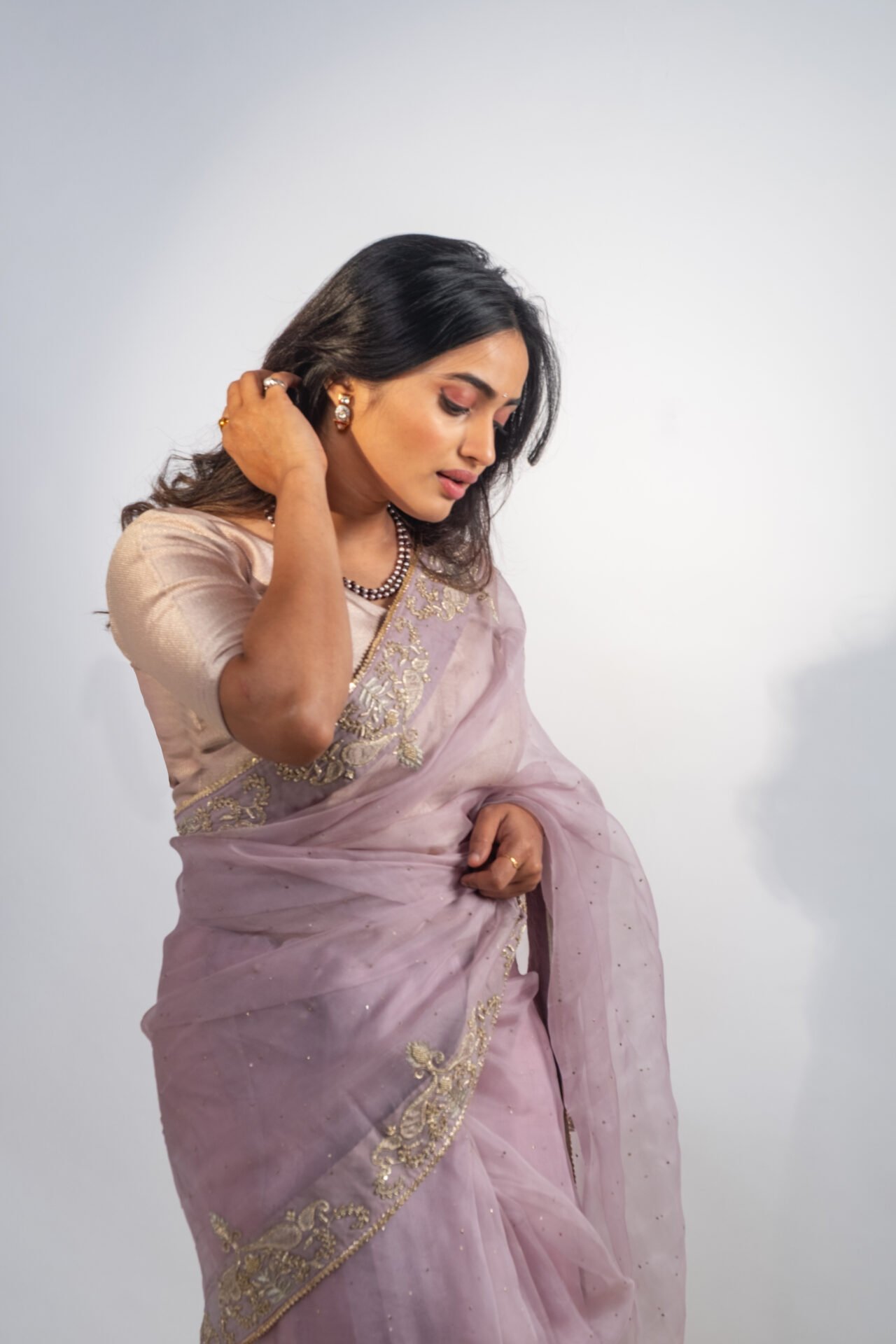 Lilac Badla Saree - Image 3