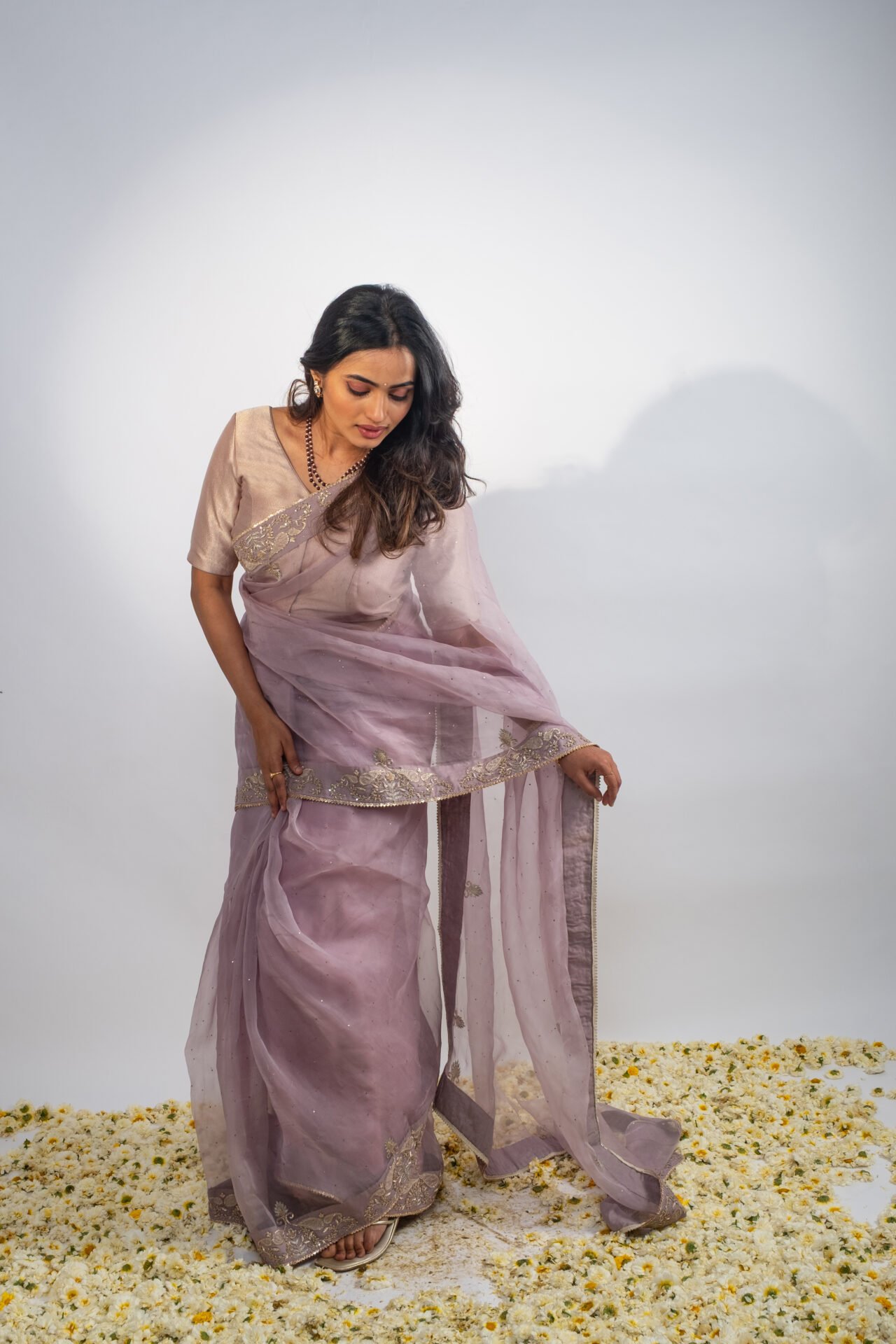 Lilac Badla Saree - Image 4