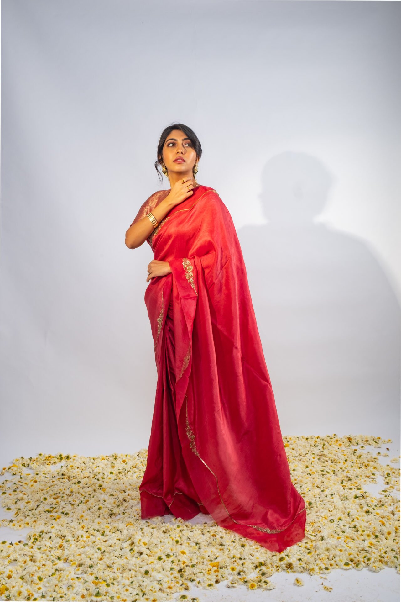 Tomato Red Scallop Saree - Image 5