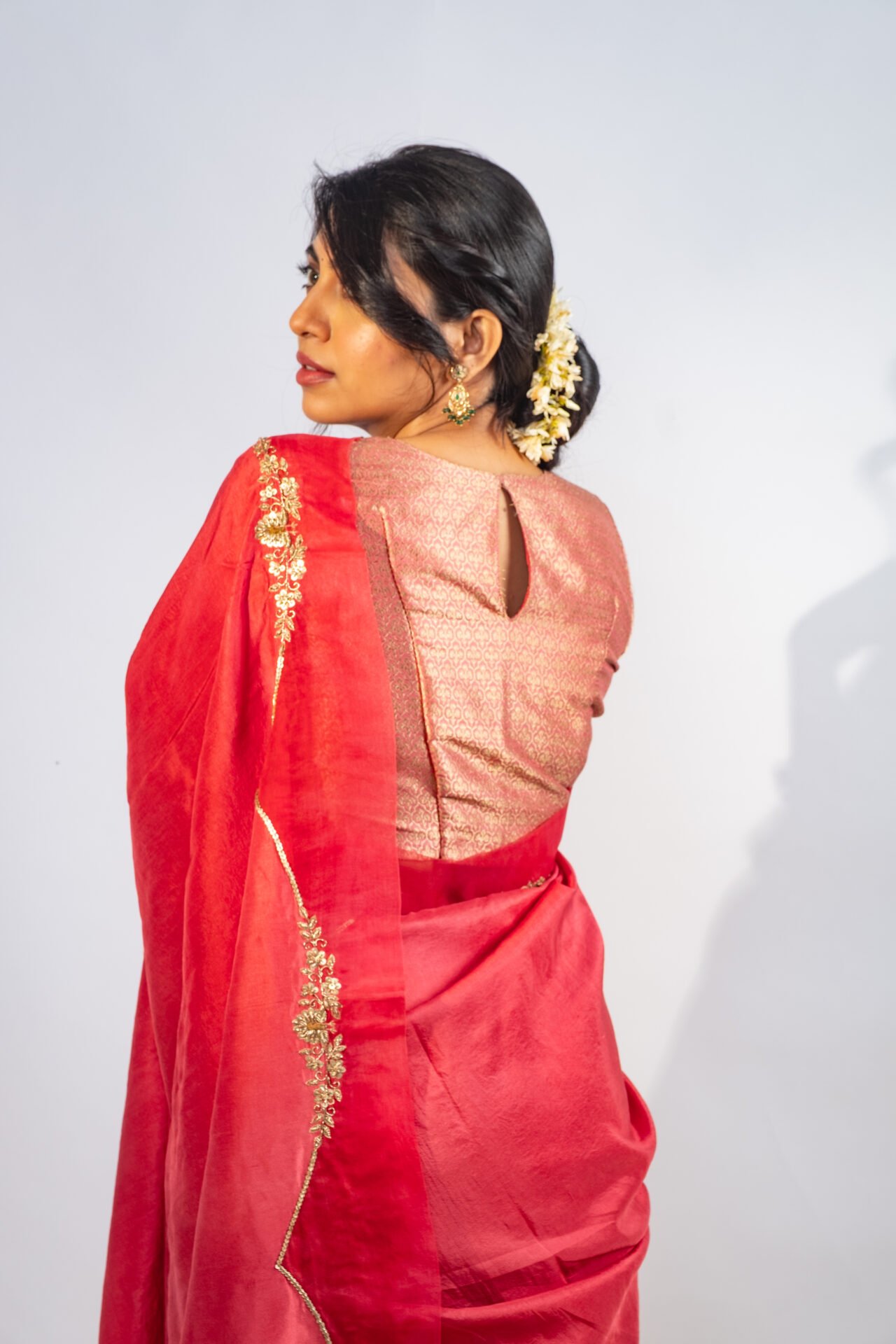 Tomato Red Scallop Saree - Image 6
