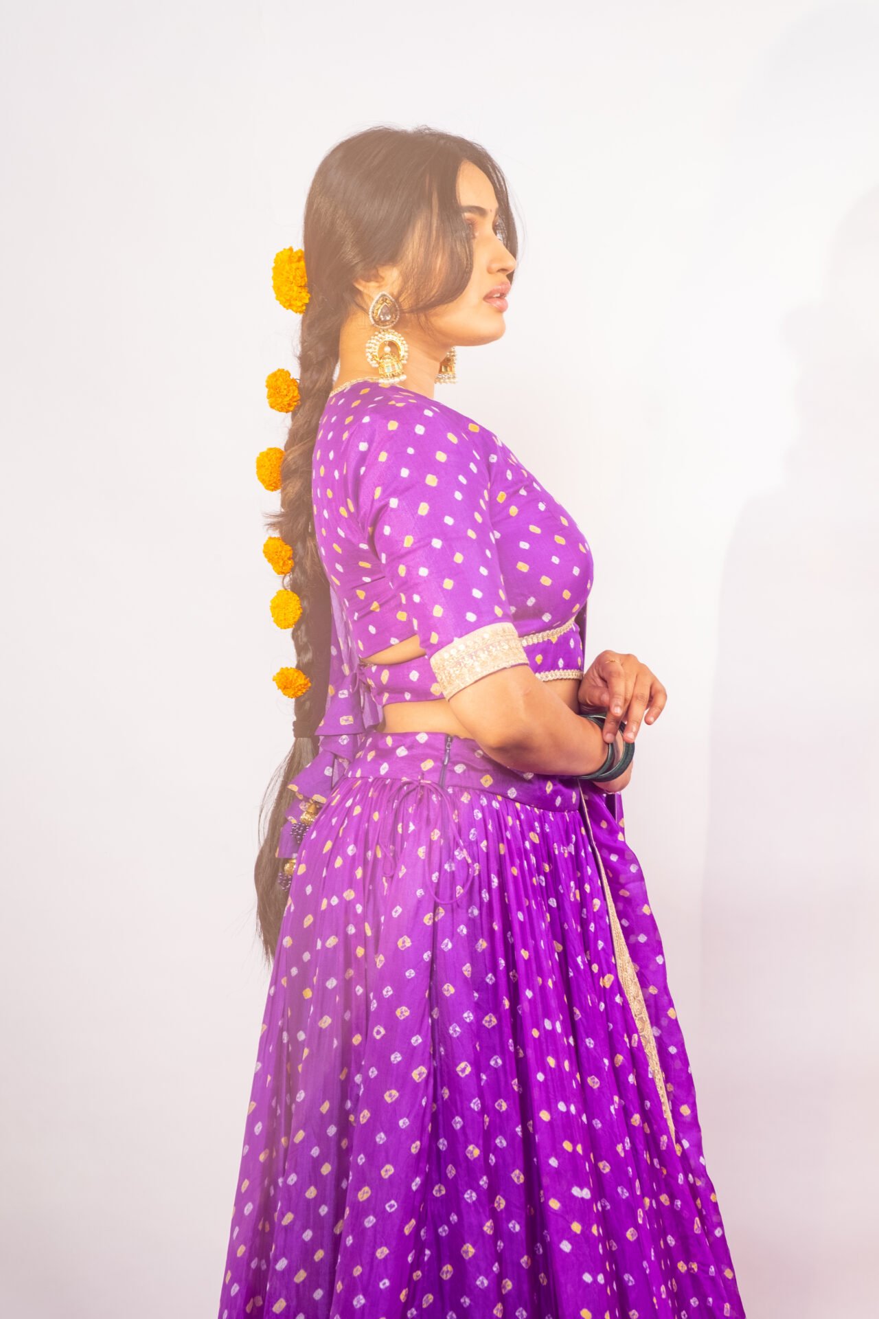 Purple Bandhej Lehenga Set - Image 4
