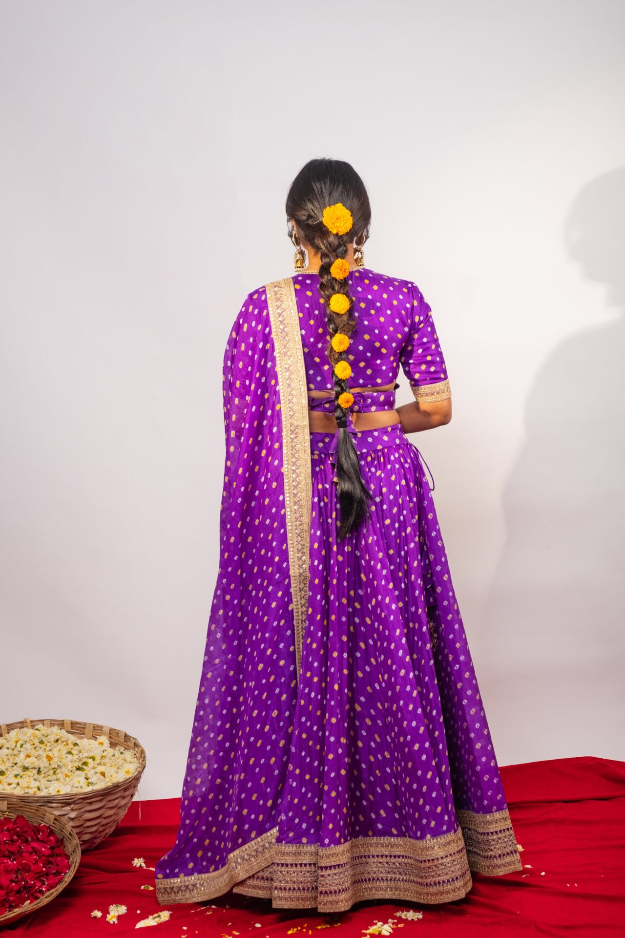 Purple Bandhej Lehenga Set - Image 2