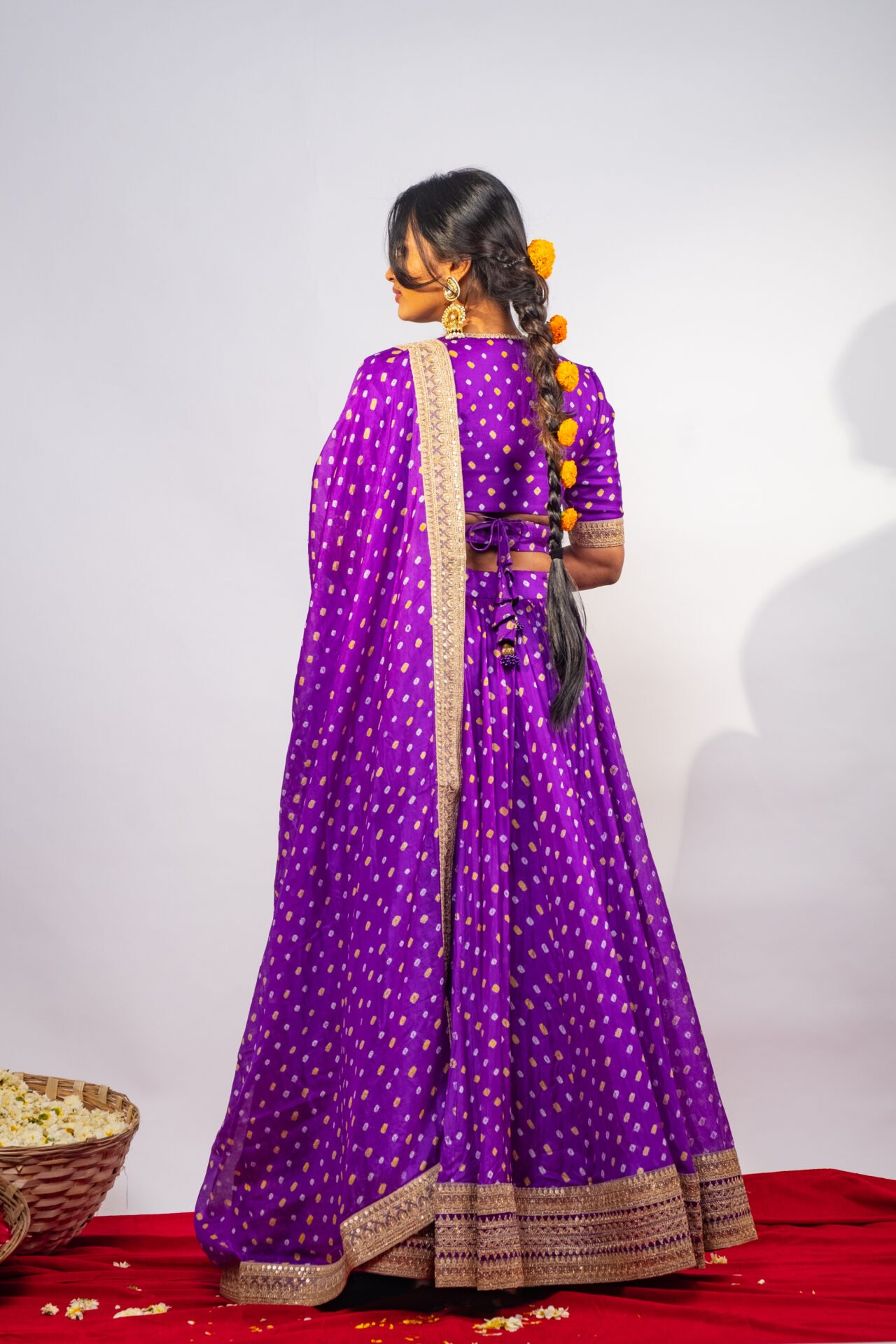 Purple Bandhej Lehenga Set - Image 5
