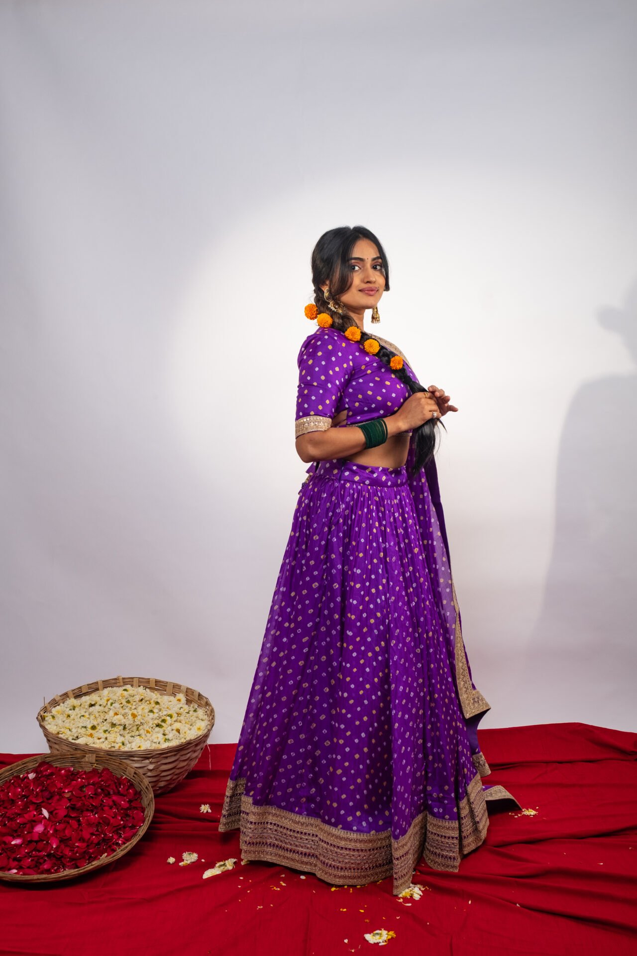 Purple Bandhej Lehenga Set - Image 6