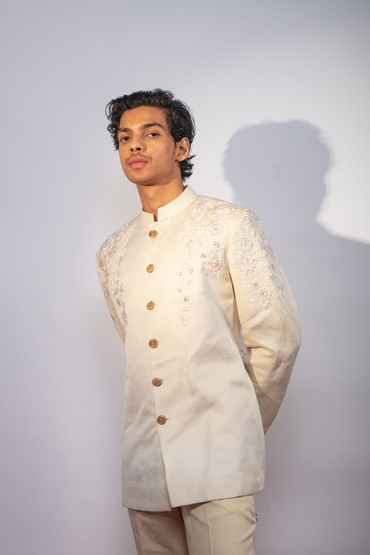 Ecru Embroidered Bandhgala - Image 4