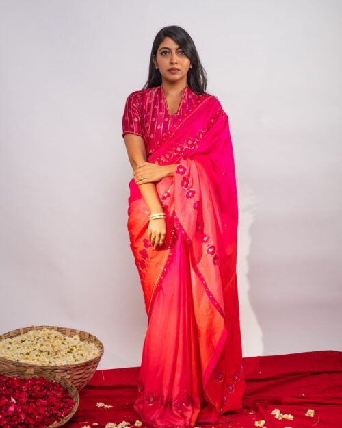 Fuschia shaded Saree