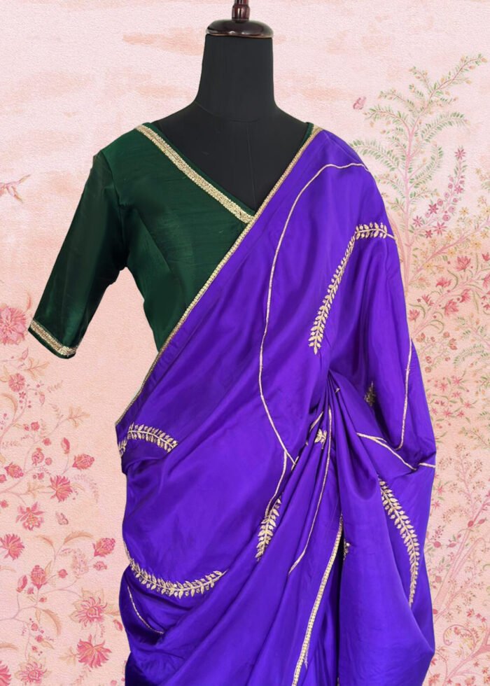 Purple Jaal Embriodered Saree - Image 3