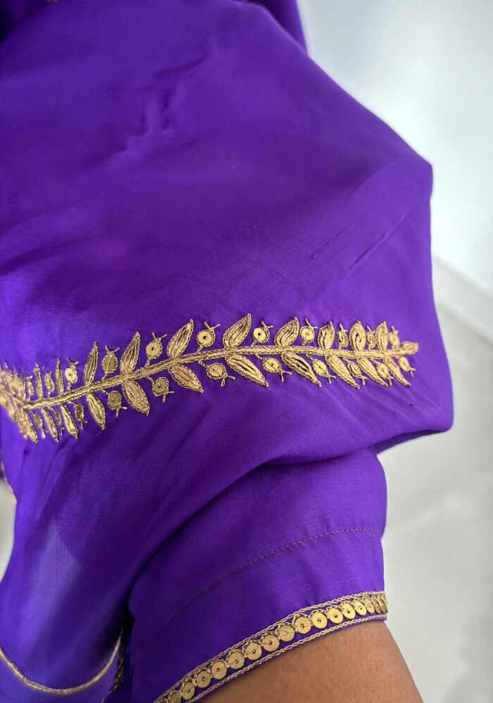 Purple Jaal Embriodered Saree - Image 4